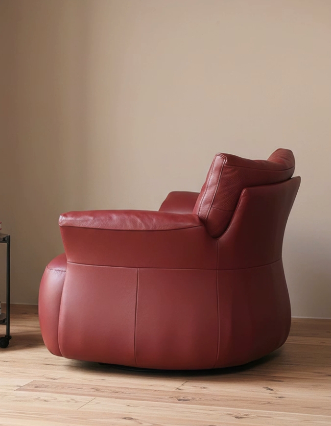 Scarlett Leather Single Recliner Swivel Chair, Mid-Century Retro Style for Living Room - Image 2